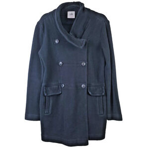 Cabi Womens Medium Jacket Black Manor Pea Coat Heavy Cotton‎ Pockets